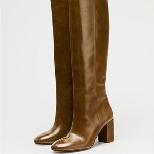 Zara leather knee high boots